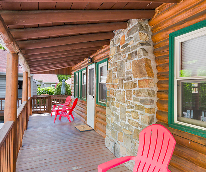 log cabin porch